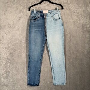 Revice Yin Yang Two Tone Split Color High Rise Full Zip Jeans 28x27 Tokyo Wash